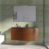 DEGHI Mobile bagno sospeso 110 cm rovere scuro con lavabo dx in vetro grigio scuro e specchio - Zoe