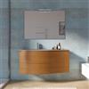 DEGHI Mobile bagno sospeso 110 cm rovere chiaro con lavabo sx in vetro tortora e specchio - Zoe