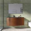 DEGHI Mobile bagno sospeso 110 cm rovere scuro con lavabo sx in vetro grigio scuro e specchio - Zoe