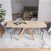 DEGHI Tavolo allungabile 120-180x90 cm top effetto travertino opaco con gambe legno - Proxima