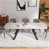 DEGHI Tavolo allungabile 180-260x90 cm top effetto marmo calacatta venezia opaco con gambe nero - Telesio