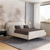 DEGHI Letto matrimoniale 160x190 cm in tessuto effetto maglia beige con gambe in metallo oro - Kirsten
