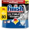 Finish Ultimate Infinity Shine Pastiglie Lavastoviglie, 80 Capsule Lavastoviglie al Limone, Pastiglie per Lavastoviglie contro lo Sporco e i Residui Incrostati (Confezione da 2)