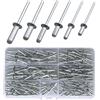Lemiyoo Set di rivetti pop, 210 pezzi in alluminio a cupola grande flangia rivettatrice kit assortimento (3,2/4/5 mm) (8/10/12/14/16) per metallo, scatola portaoggetti, mobili, marini (argento)