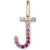 SINGULARU - Charm Letter Spark Sakura. Iniziale in Argento Sterling con Finitura Placcata Oro 18Kt e Zirconi. Gioielli da Donna. Lettera J