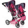 Bayer Chic 2000 - Passeggino per bambole Linus Duo, passeggino gemellare per bambini dai 4 agli 8 anni, passeggino tandem, coriandoli, rosa, 690-84