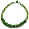 Avalaya Elegante collana con bottone verde lime e perline rotonde in legno, lunghezza 46 cm