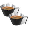 carrottimes Confezione da 2 tazzine da caffè in acciaio inox, accessori per espresso, dosatore a doppio beccuccio in metallo con doppia scala, per caffè espresso, peso del chicco di caffè (nero), 100