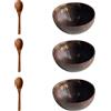 Dilireba Set di 3 ciotole di cocco, set di ciotole di cocco, ciotola per frullati, Ciotole senza plastica con cucchiai, ideale come ciotola per cereali, cibo vegano, ciotola per frullati