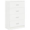 FineBuy Cassettiera Ingresso Moderna Bianca Lucido 60x90x30 cm Credenza | Madia Mobiletto da Soggiorno | Buffet con 4 Casseti