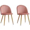 DEYARNA HOME Set di 2 Sedie da Pranzo in Velluto, Sedia da Cucina Moderna Imbottita con Gambe in Metallo, Sedie del Medio Secolo per Sala da Pranzo, Cucina, Soggiorno (Rosa)
