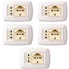 Electron 5 Placche, 2 moduli/posti, singolo e doppio, schuko, UNEL, Compatibile Con BTicino Magic, bianco bianca, Plastica di alta qualità, 100% compatibile con supporti e moduli originali