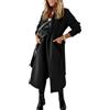 Minetom Cappotto Elegante Donna Invernale Maniche Lunghe Scollo Bavero con Cintura E Tasche Tinta Unita Cappotti Caldo A Nero XS