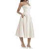 GRFFZX Abito Longuette a Corsetto Senza Maniche, con Spalle Scoperte, Aderente, Fluido, Taglio Basso, Abito a Canotta. Abito Longuette a Linea con Tasche (White,S)