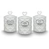 ARCA, Set 3 Barattoli per Sale, Zucchero e Caffè, Tris di Contenitori da Cucina in Ceramica Lavorata, Lavabili in Lavastoviglie, 10x15 cm, Fantasia Vintage, Colore Bianco