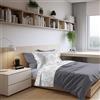 PENSIERI DELICATI Completo Letto 1 Piazza e Mezza 100% Cotone, Completo 180x300 Comprensivo di Lenzuolo Sotto, Lenzuolo Sopra e 1 Federa a due Volant, Made in Italy, Fantasia Primavera Grigio