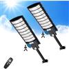 Sararoom Lampione Solare Led Esterno, 720Led 800W Faro LED da Esterno con Pannello Solari, IP65 Impermeabile Faretto con Sensore di Movimento, 6500K Luci di Sicurezza per Giardino Sentieri Garage,2Pcs