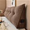 Treer Cuscino da Lettura per Letto Grande Velluto Cuscino Schienale Divano Cuscino Lombare per Testiera Wedge Cuscino Cuscino di Supporto Grandi Cuscini per Poggialetto (60 * 50 * 20cm,Marrone)