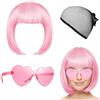 GIEEU Bob - Parrucca da donna, con parrucca da donna, colore rosa, per cosplay, per feste