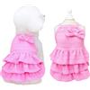 Yaopelky Vestito per gatti per cani di taglia piccola e media, per ragazze, a strati, torta, vestito per cuccioli, con fiocco, grazioso vestito estivo per cani, per Yorkie e Chihuahua (rosa, M (2-3