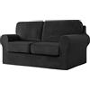 SYLC Ektorp Copridivani Con Cuscini E Schienale Separati, Velluto Elasticizzato Copridivano 1/2/3/4 Posti Con Braccioli, Copri Divano Antiscivolo (Black,Large 2 Seat Set 5 PCS)