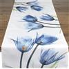 Delindo Lifestyle Runner da tavola con tulipani blu, beige, crema, motivo moderno stampato, per la primavera e l'estate, 40 x 140 cm