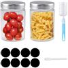Getyjoe Set di 2 Mason Jar Barattolo Vetro con Coperchio 500ml per Avena Durante la Notte,Ogurt,Marmellata,con Etichetta, Spazzola per la Pulizia, Penna Cancellabile