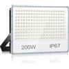 YIQIBRO Faretto LED da Esterno 200W, Faro LED Esterno Impermeabile IP67, 20000LM 6500K Bianca Fredda Lampade, 200 LEDs Luci per Giardino, Terrazza, Garage, Magazzini