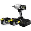 Rodcraft RC9077K4 - Avvitatore a percussione a batteria eBeast, quadrato 1/2, coppia di rilascio max. 1500 Nm, luce LED, set con 2 batterie da 4 Ah + caricatore + custodia in tessuto