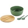 Kesper - Set di insalatiera con posate per insalata, materiale: plastica (PP), bambù, dimensioni: D 24 x H 13 cm, colore: verde, marrone - 58471