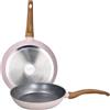 Tognana Pepper Bamboo, Set 2 padelle 24/28 cm, alluminio, rosa