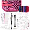 CALCUSO SET DI GEOMETRIA PRO in un astuccio rosa con compasso e goniometro - Astuccio pratico per scuola, università, ufficio e disegni - Ideale come set di geometria per la scuola