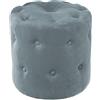 DRW Pouf Capitone in legno e velluto in Celeste. Dimensioni: 40 x 38,5 cm