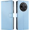 JUNETOP Cover per Xiaomi Redmi 14C 4G / Poco C75, Custodia a Libro Portafoglio Flip Case in Pelle PU di Alta Qualità [Protezione Blocco RFID] - Blu Chiaro