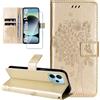 Dcjlbo Cover per Xiaomi Redmi Note 14 4G Custodia Cover in Pelle Portafoglio a Libro con Pellicola Vetro Temperato Porta Carte Cover Flip Case Cuoio Antiurto Custodia per Redmi Note 14 4G-Oro