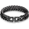 Bandmax Bracciale Uomo Nero a Catena Cubana Massiccia Larghezza 12MM Lunghezza 23CM Braccialetto Uomo con Catena Pesante in Acciaio inossidabile Stile Hip Hop Punk Regalo per Ragazzi Uomini