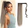 GIDWRIY Extension Coda Capelli Lisci 55 cm,Extensions Fascia Unica Posticci,Ponytail Extension Human Hair,Posticci per Capelli Extension Coda Di Cavallo,Extension Capelli Lunghi Clip-Marrone Chiaro