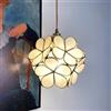 Chrasy E27 Lampadario a Sospensione in Vetro con Portalampada in Ottone in Lampada a Soffitto in Vetro Industriale Design Moderno e Classico Lampade a Sospensione Lampadario (Bianco)