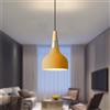 Mengjay Lampada a Sospensione Retrò LED, 15 cm, Lampada a Soffitto in Legno e Metallo, Moderna, Stile Scandinavo (Giallo)