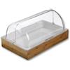 MAQA Vassoio ed Espositore in Bamboo con Coperchio - Elegante Contenitore Multiuso 42x28 cm per Pane, Sushi, Buffet, Cucina, Organizer Portaoggetti, Svuotatasche e Accessori da Tavolo
