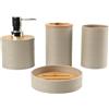 SiaBiced Set di Accessori da Bagno da 4 Pezzi, Dispenser di Sapone, Porta spazzolino, Set Completo di Accessori da Bagno per Il Bagno, Beige