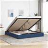 IKAYAA Letto Matrimoniale 160x200 con Contenitore Letto Idraulico con meccanismo di Sollevamento Letto Imbottito con Rete a Doghe-Blu-160 x 200 cm
