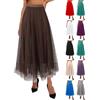Generic Gonna in tulle, lunga da donna, in tulle, maxi gonna da balletto, linea ad A, sottogonna, per carnevale, matrimoni, feste, tutù, gonna a pieghe, Nero , S