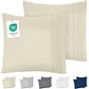 DREAMZIE Federe Cuscino Letto 65x65 (Set 2) in Microfibra con Motivo Ricamato OEKO-TEX Certificazione - Federa Cuscini Morbido Beige
