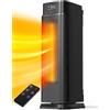 QEXREED Stufetta Elettrica Basso Consumo, 2000W PTC Stufa Elettrica, 4 Modalità, Modalità ECO, 90° Oscillazione, Timer 24H, Telecomando, Potente, Protezione da Surriscaldamento e Ribaltamento, Casa