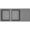 ELLECI Lavello 2 vasche con gocciolatoio, Linea LIFE 500, Installazione Sopratop, 80 cm, GRANITEK Aluminium - LM250073