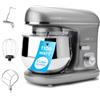 Clatronic KM 3712 Impastatrice potente con coperchio trasparente paraspruzzi e apertura di ricarica, da 1100 Watt e 5 litri, con braccio multifunzione orientabile titanio