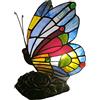 Bieye L30042US Lampada da tavolo con accenti in vetro colorato in stile Tiffany a forma di farfalla, luce notturna per comodino, camera da letto, soggiorno (multicolore E)