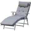 Outsunny Sdraio da Giardino Pieghevole con Materassino e Cuscino, Schienale con 7 Reclinazioni, 137x63.5x100.5cm, Grigio|Aosom