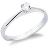 Gioielli di Valenza Anello solitario in oro bianco 18k a 8 griffe con diamante, 0,10 ct